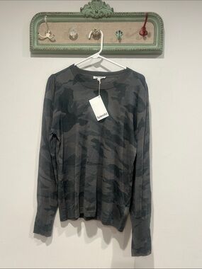 Splendid Women's Gray Camo Crewneck Sweater